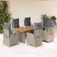 Set da Pranzo da Giardino 7 pz con Cuscini in Polyrattan Grigio 3213142