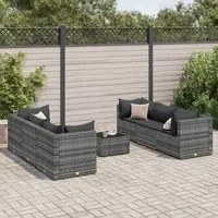 Set Divani da Giardino 7 pz con Cuscini in Polyrattan Grigio 3308026