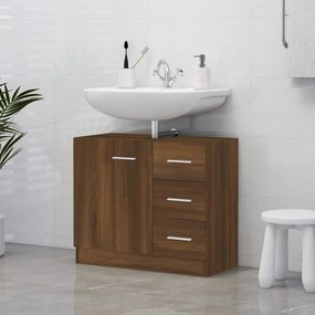 Mobile lavabo rovere marrone 63x30x54 cm in legno multistrato