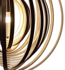 Lampadario in legno sospeso con cavo 1xE27/60W/230V Ø 43,5 cm massello/impiallacciatura/legno di caucciù (Hevea)