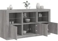 Credenza con Luci LED Grigio Sonoma 123x37x67 cm 3209063