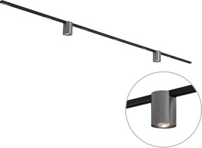 Sistema a binario moderno nero con 2 faretti color canna di fucile monofase - Iconic Rondoo Up