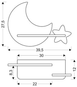 Applique LED per bambini con mensola MOON LED/5W/230V