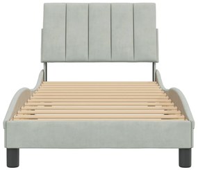 Giroletto con testiera grigio chiaro 80x200 cm in velluto