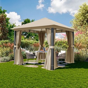 TOOLPORT Gazebo da giardino 3x3m, Softtop, 4 teli laterali, ocra - (300671)