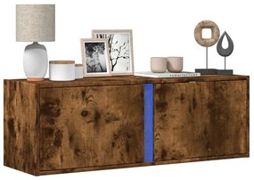 Mobile Tv A Parete Con Luci Led Rovere Fumo 100x31x35 Cm /