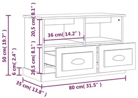 Mobile Porta TV Nero 80x35x50 cm in Legno Multistrato