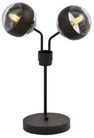 Lampada Da Tavolo Moderna Orione Acciaio Nero Trasparente 2 Luci E14 Ip20