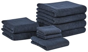 Set di 9 asciugamani cotone blu scuro MITIARO Beliani