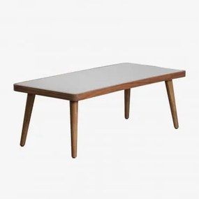 Tavolino Marilia in cemento e legno di acacia Grigio & 110 x 50 cm - Sklum