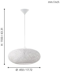 Eglo 93373 - Lampada a sospensione CAMPILO 1xE27/60W/230V
