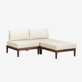 Divano Da Giardino Modulare In 2 Pezzi E Puff In Legno Di Acacia Giulia Beige Crema - Sklum