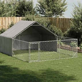 Cuccia Per Cani Da Esterno Con Recinto 4x3x1,9m Acciaio Zincato /