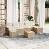 Set Divano da Giardino 8 pz con Cuscini Beige in Polyrattan 3260322