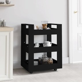 Carrello Da Cucina Nero 60x45x80 Cm İn Legno Multistrato /