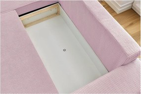 Divano letto a coste rosa ad angolo variabile Nihad - Bobochic Paris