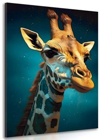 Quadro su tela – Giraffa blu-oro