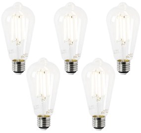 Set di 5 Lampadine LED E27 ST64 Trasparente 2.2W 470 lm 2700K