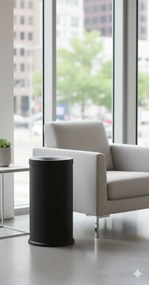Pattumiera Gettacarte Ø31xh72 cm Autoestinguente In Acciaio Verniciato Nero...