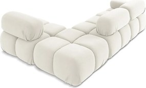 Divano angolare componibile bianco (con penisola a destra) con rivestimento in velluto Lokua – Makamii