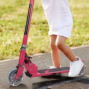 Costway Monopattino a 2 ruote lampeggianti per bambini con musica altezza regolabile, Monopattino in alluminio Rosa