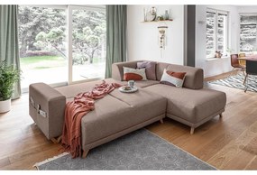 Divano angolare marrone allungabile e con contenitore (penisola a destra/a L) Classy Sophie – Miuform