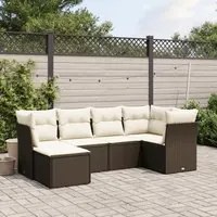 Set Divano da Giardino 6 pz con Cuscini Marrone in Polyrattan 3263179