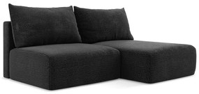 Divano angolare nero allungabile/con contenitore (con penisola a destra) Kalena – Makamii