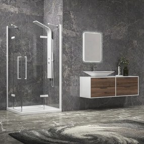 Kamalu - Box doccia 90x120 bianco opaco doppio battente | KT1000B