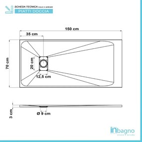 Piatto doccia 70x150 su misura serie Agorà in resina pietra bianca