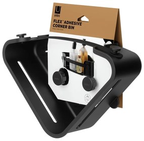 Mensola da bagno senza foratura/ad angolo nera in plastica Flex Adhesive – Umbra