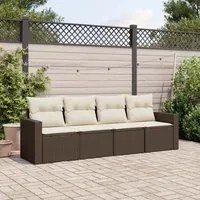 Set Divano da Giardino 4 pz con Cuscini Marrone in Polyrattan 3251020