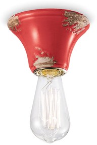 Plafoniera Vintage Tonda Media Ceramica Rossa 1 Luce E14