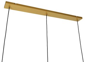 Lampadario oro con vetro ambrato 23 cm oblungo 3 luci - Kevin