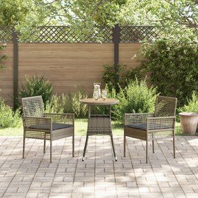 Set di mobili da pranzo  set di 3 grigio rattan, metallo