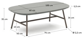 Kave Home - Tavolino da caffÃ¨ Bramant in acciaio finitura malva 100 x 60 cm