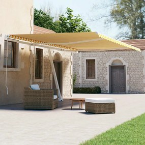 Tenda Da Sole Autoportante Automatica 500x300 Cm Gialla Bianca /