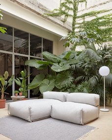 Kave Home - Pouf divano modulare 100% outdoor Square grigio chiaro e alluminio bianco 101 x 101 cm