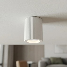 Plafoniera Cilindrica Ø70x90mm GU10 in Gesso Rigato Pitturabile