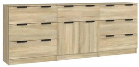 Credenze 3 pz Rovere Sonoma in Legno Multistrato