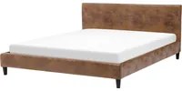 Letto 180 x 200 cm marrone con rete a doghe in finta pelle scamosciata contemporanea