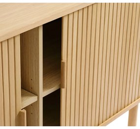 Cassettiera bassa in rovere con ante scorrevoli in colore naturale 76x160 cm Cavo - Unique Furniture