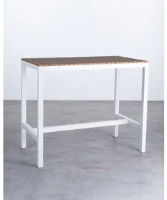 Tavolo Alto da Esterno in Acciaio (130x70 cm) Korce Bianco Polar - The Masie