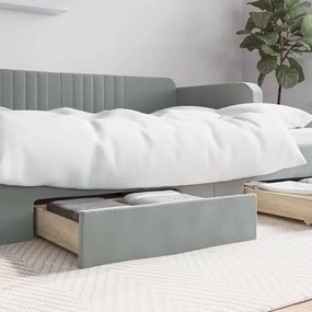 Cassetti Da Letto 2pz Grigio Chiaro İn Truciolato E Velluto /