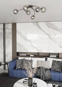 Lampada da soffitto in acciaio e vetro VIBRA 6 da interno 6xE14