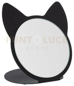 Specchio da tavolo di design cat nero in ferro e vetro per lo specc...