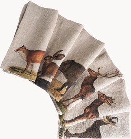 Set di 6 tovaglioli in lino Wild Animals