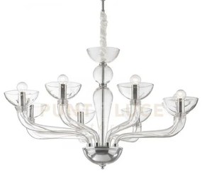 Casanova lampadario sospeso vetro soffiato trasparente 8 luci attac...