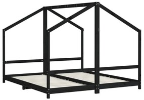 Giroletto per bambini nero 2x(90x200) cm legno massello di pino