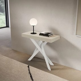 Consolle allungabile Libo - Cashmere gambe bianche 90x40/300 cm